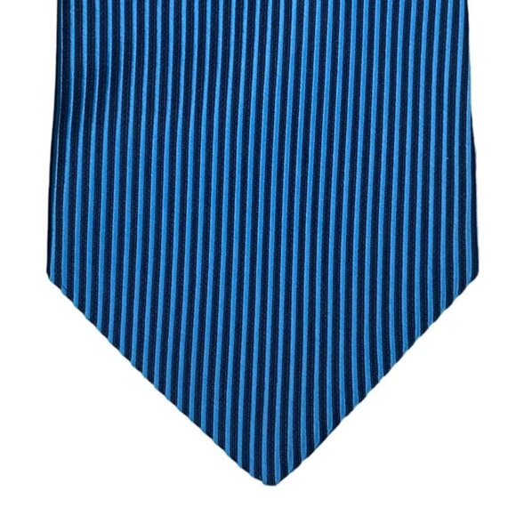 Nob Hill Collection Striped Silk Tie Made In USA Hand Fashioned Italy Blue Black - Picture 10 of 14